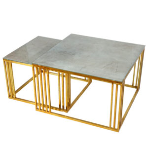 Glam Black Marble and Gold Nesting Coffee Tables CT-09