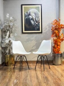 Modena Mid-Century Matte White Eiffel Pair ST-02