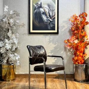 Metro Executive Guest Chair in Chrome & Brown Leather VC-17