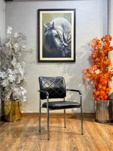 Metro Executive Guest Chair in Chrome & Black Leather VC-07