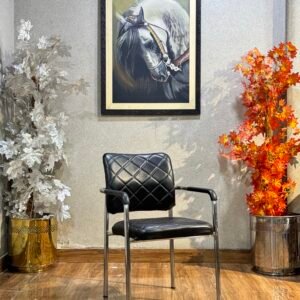 Metro Executive Guest Chair in Chrome & Black Leather VC-07
