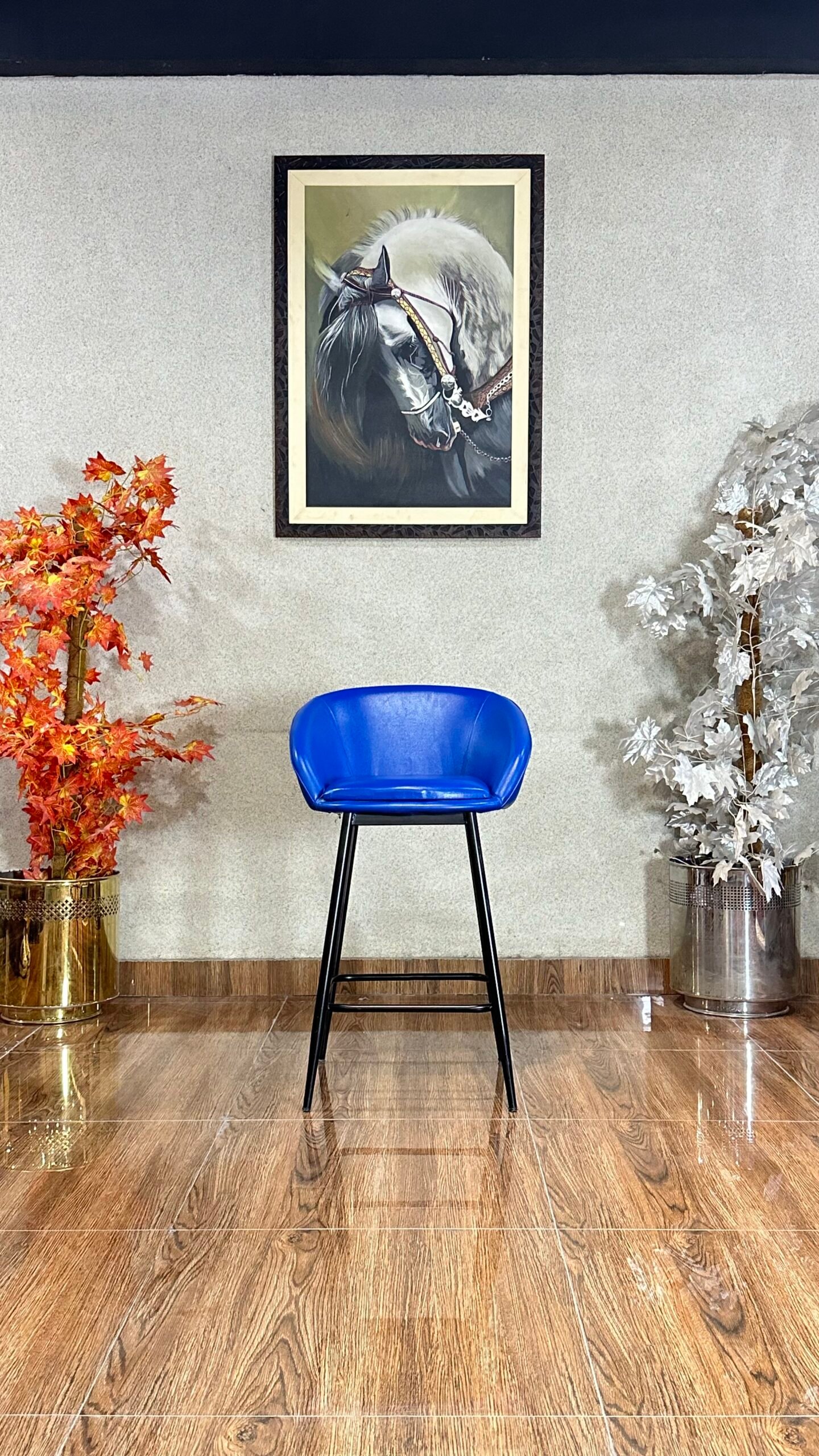 Modern Blue Upholstered Bar Stool ST 07 - Image 2