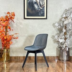Modern Slatted Back Cushion Grey Cafe Chair CC 12