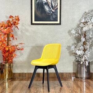 Modern Slatted Back Cushion Yellow Cafe Chair CC 13