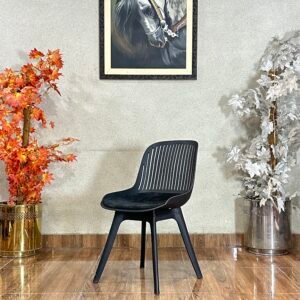 Modern Slatted Back Cushion Black Cafe Chair CC 14