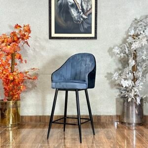 Luxury Tufted Velvet Blue & Black Bar Stool ST 10