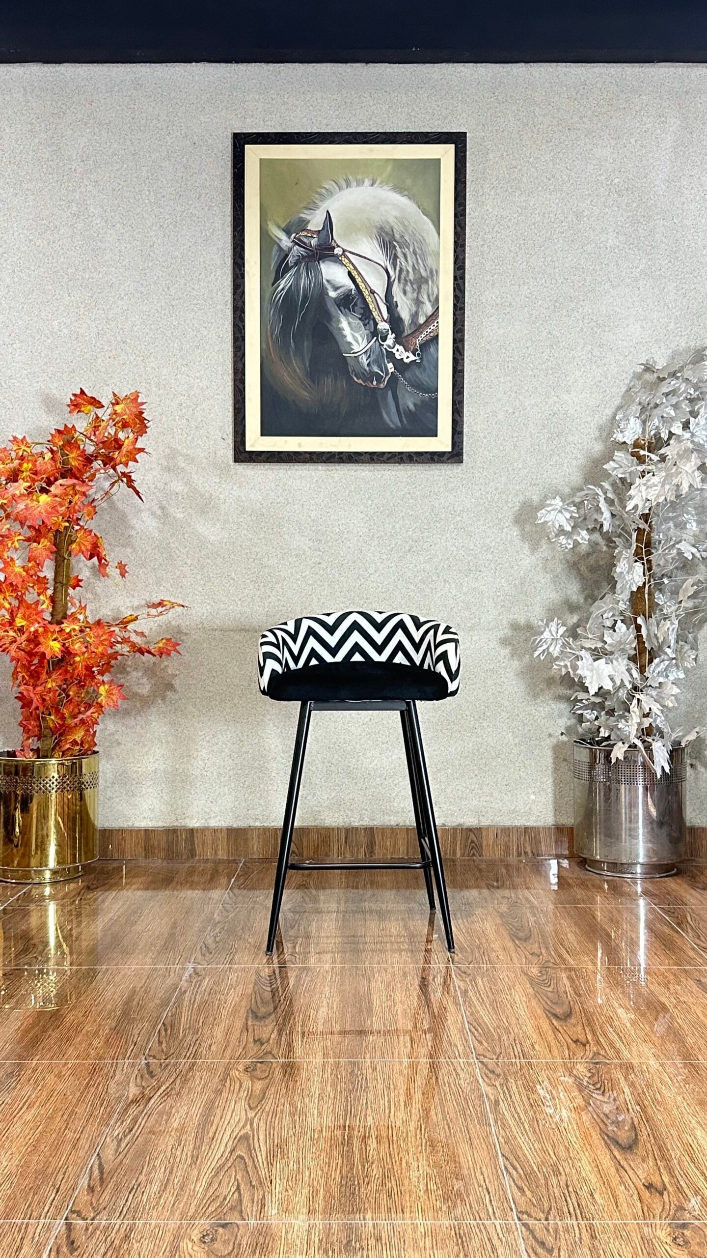 Modern Black & White Upholstered Bar Stool ST 09 - Image 2