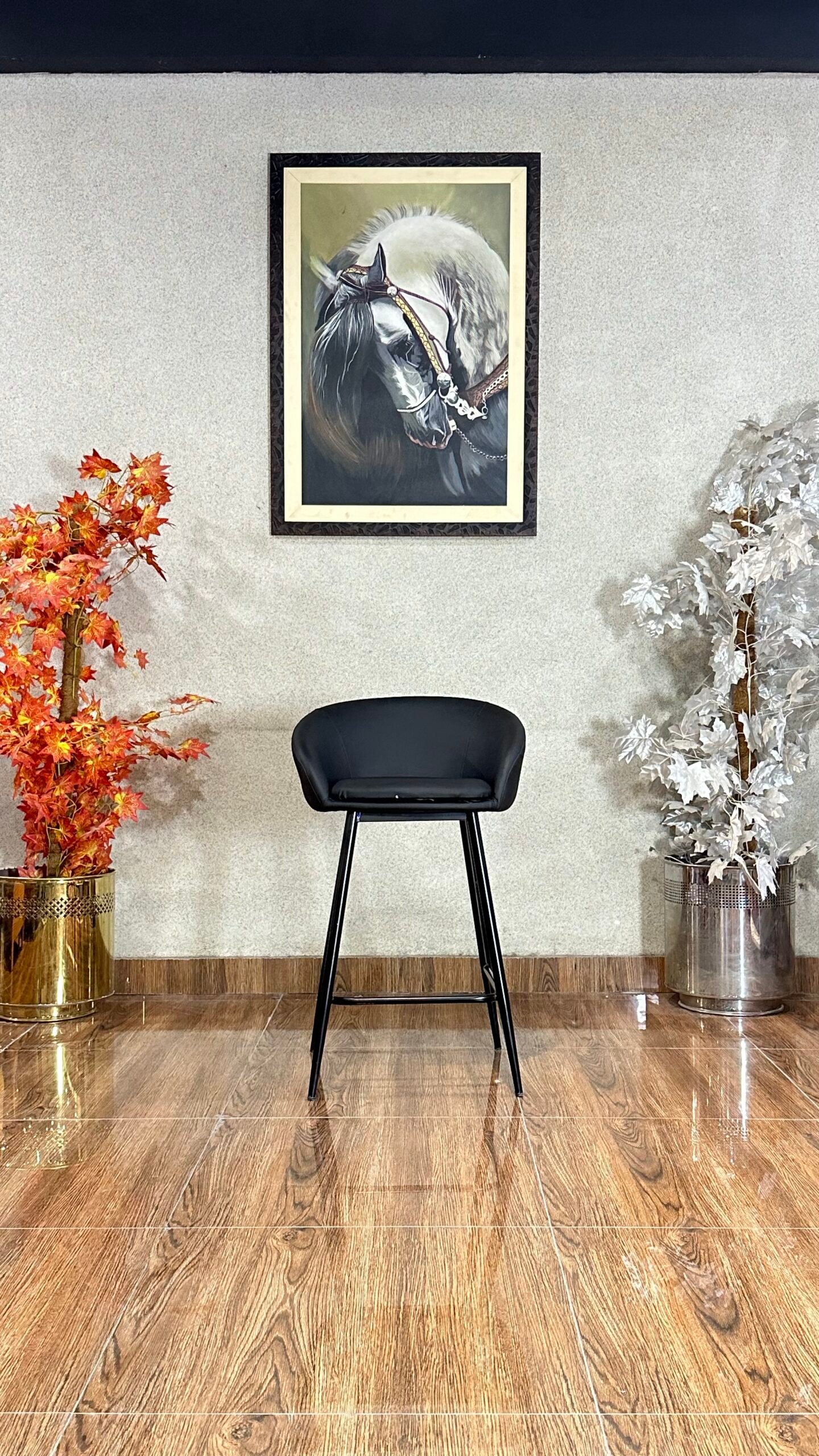 Modern Black Upholstered Bar Stool ST 08 - Image 2