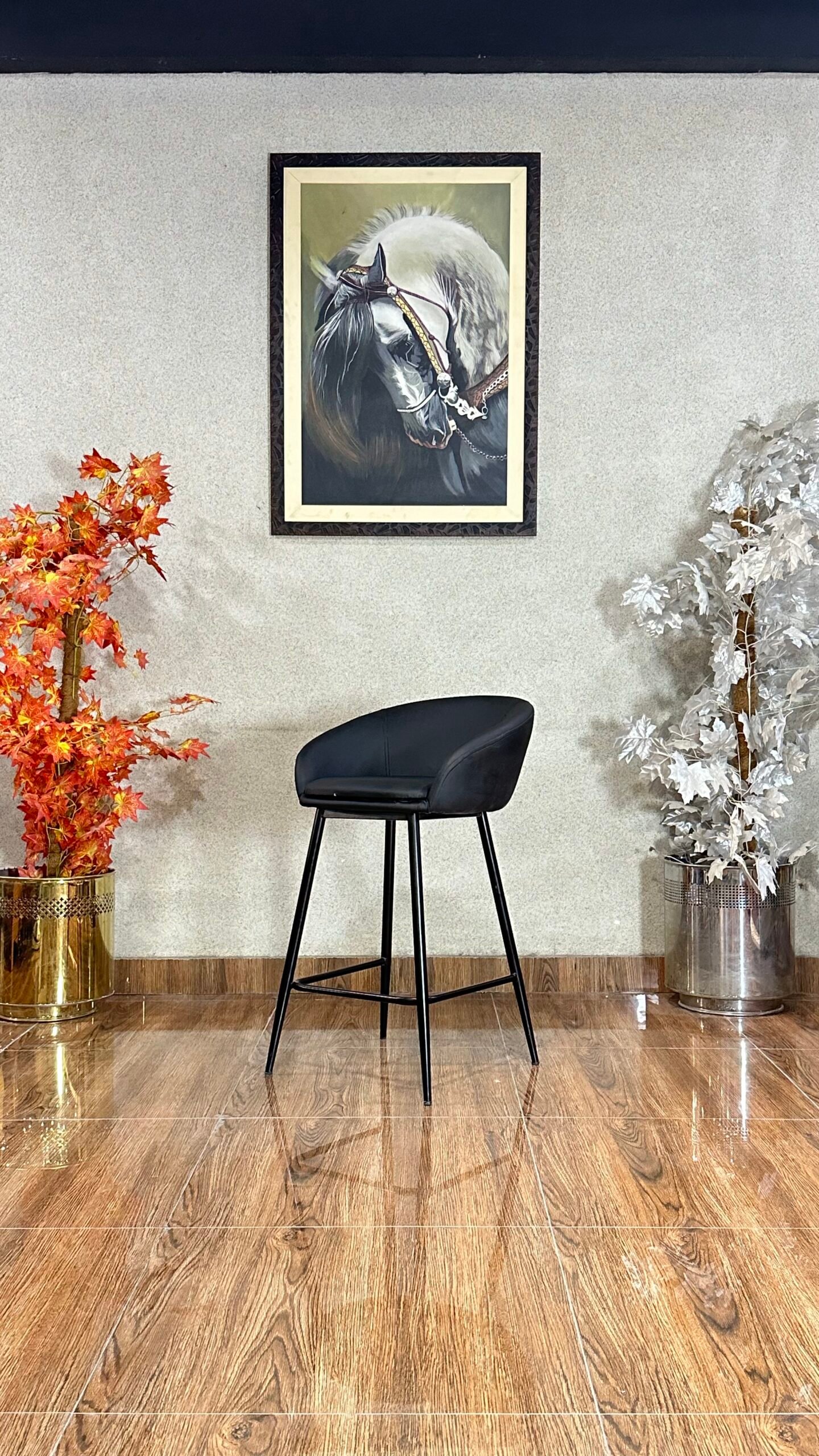 Modern Black Upholstered Bar Stool ST 08